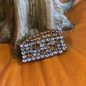 Vintage VON WALHOF RHINESTONE MID CENTURY PUMPKIN PIE BROOCH.